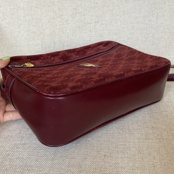 Celine Wine Suede Logo Crossbody - Picture 12 of 17